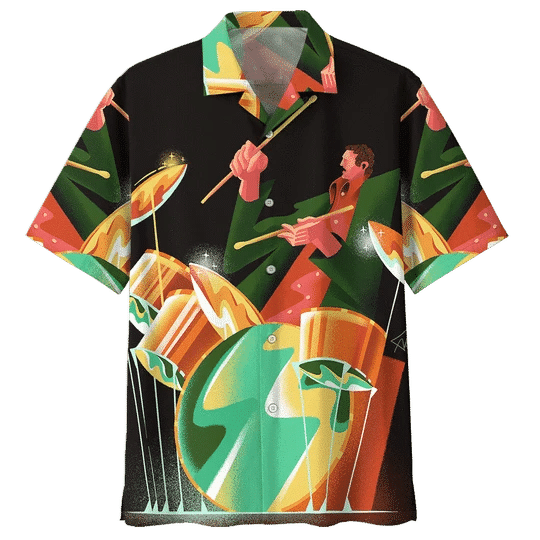 Colorful Drum Background Design Hawaiian Shirt, Hawaiian For Gift