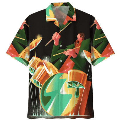 Colorful Drum Background Design Hawaiian Shirt, Hawaiian For Gift