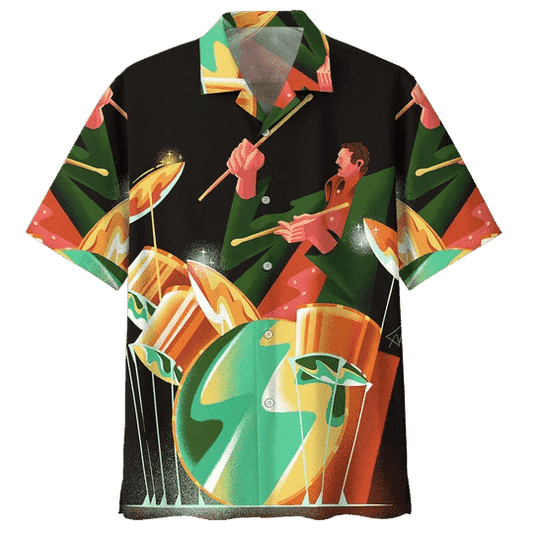 Colorful Drum Background Design Hawaiian Shirt, Hawaiian For Gift