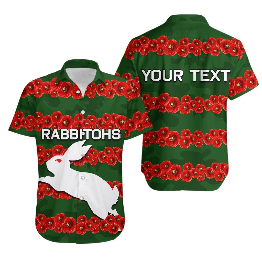 Rabbitohs Hawaiian Aloha Shirt Poppy Flowers Th4 Hawaiian Shorts Beach Short Sleeve, Hawaiian Shirt Gift, Christmas Gift