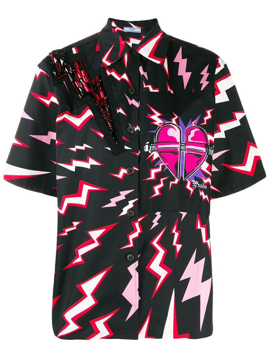 Lightning Bolt Heart Print Hawaiian Shirt, Hawaiian Shirt Gift, Christmas Gift