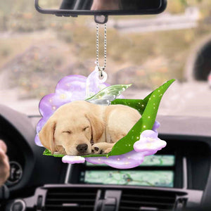 Labrador Retriever Sleep On Fallen Leaves Car Hanging Ornaments, Car Decor Accessories For Dog Lovers, Pet Love Gift, Christmas Ornament, Christmas Gift