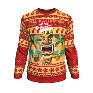 Hawaiian Tiki All - over Sweater - Mele Kalikimaka, Christmas Ugly Sweater, Christmas Gift, Gift Christmas 2024