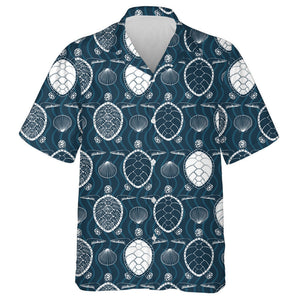 White Sea Turtles On A Black Background Hawaiian Shirt, Hawaiian Shirt Gift, Christmas Gift