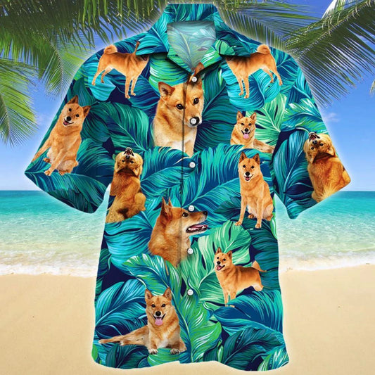 Ideal Gift For Finnish Spitz Dog Lovers Pattern Hawaiian Shirt, Hawaiian Shirt Gift, Christmas Gift