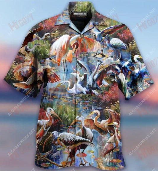 Bird Migration Unisex Short Sleeve Shirt Hobbies Aloha Shirt Hawaiian Crazy Shirts Hawaiian Shirts For Men,Hawaiian Shirt Gift, Christmas Gift