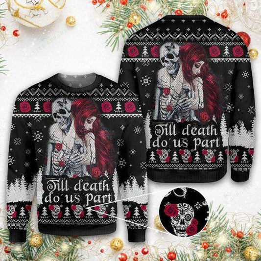 Couple Skull Till Death Ugly Christmas Sweater, Christmas Ugly Sweater,Christmas Gift,Gift Christmas 2022