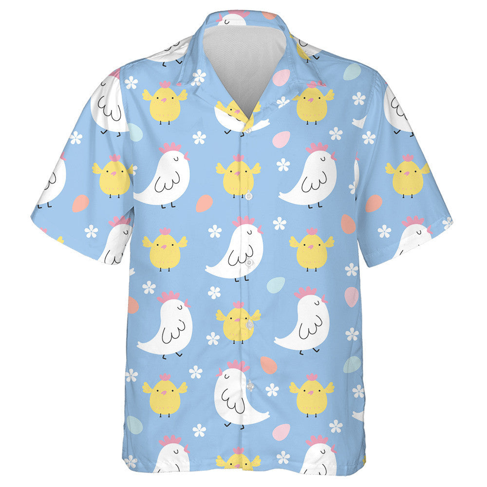 Funny Hen And Cute Chicken With Small Flower Hawaiian Shirt, Hawaiian Shirt Gift, Christmas Gift