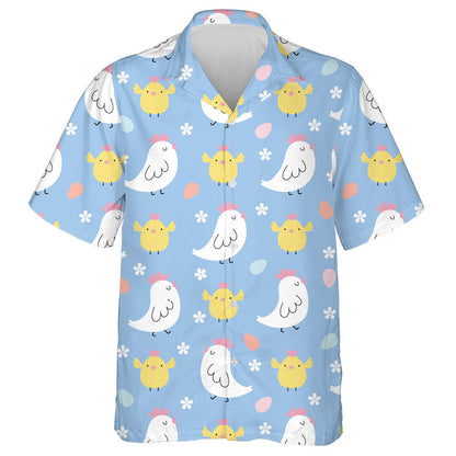 Funny Hen And Cute Chicken With Small Flower Hawaiian Shirt, Hawaiian Shirt Gift, Christmas Gift