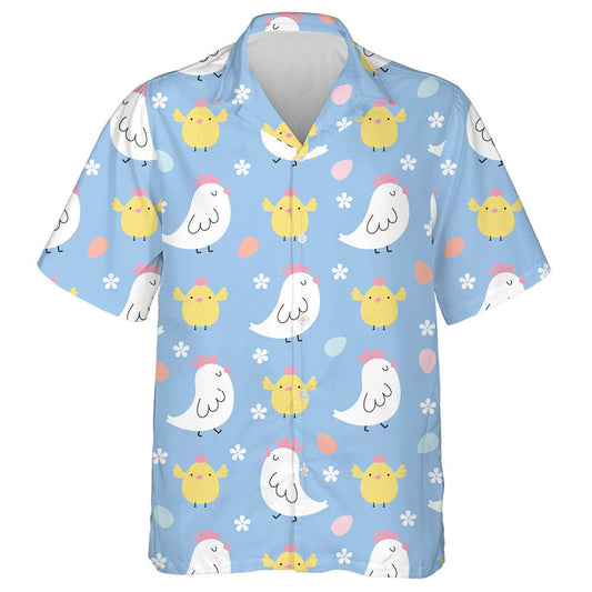 Funny Hen And Cute Chicken With Small Flower Hawaiian Shirt, Hawaiian Shirt Gift, Christmas Gift
