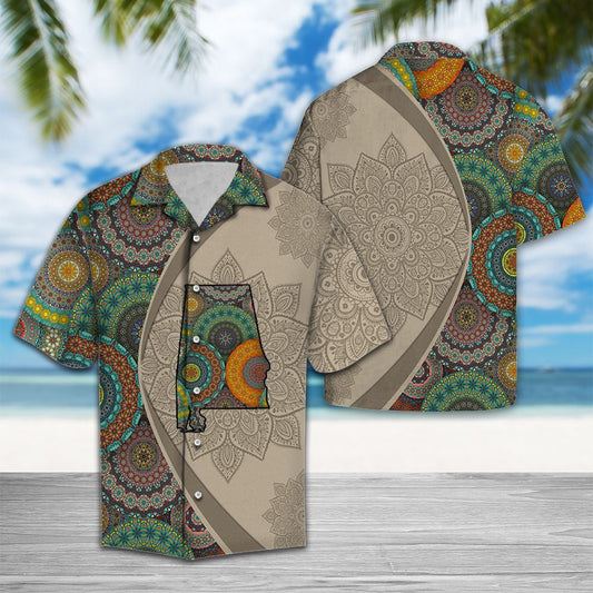 Vintage Map Of Alabama Mandala Flower Patchwork Pattern Hawaiian Shirt, Hawaiian Shirt Gift, Christmas Gift