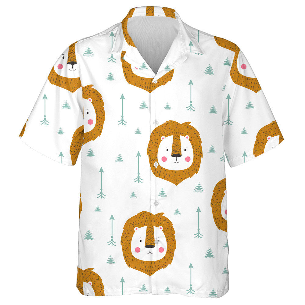 Beautiful Indian Lion With Small Triangle And Arrow Hawaiian Shirt, Hawaiian Shirt Gift, Christmas Gift