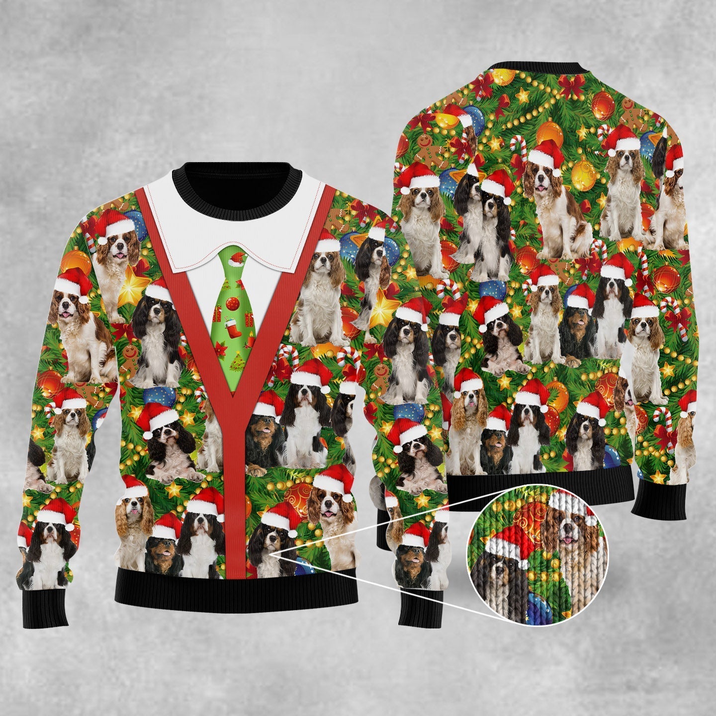 Cavalier King Charles Spaniel Pine Ugly Christmas Sweater, Christmas Ugly Sweater, Christmas Gift, Gift Christmas 2024