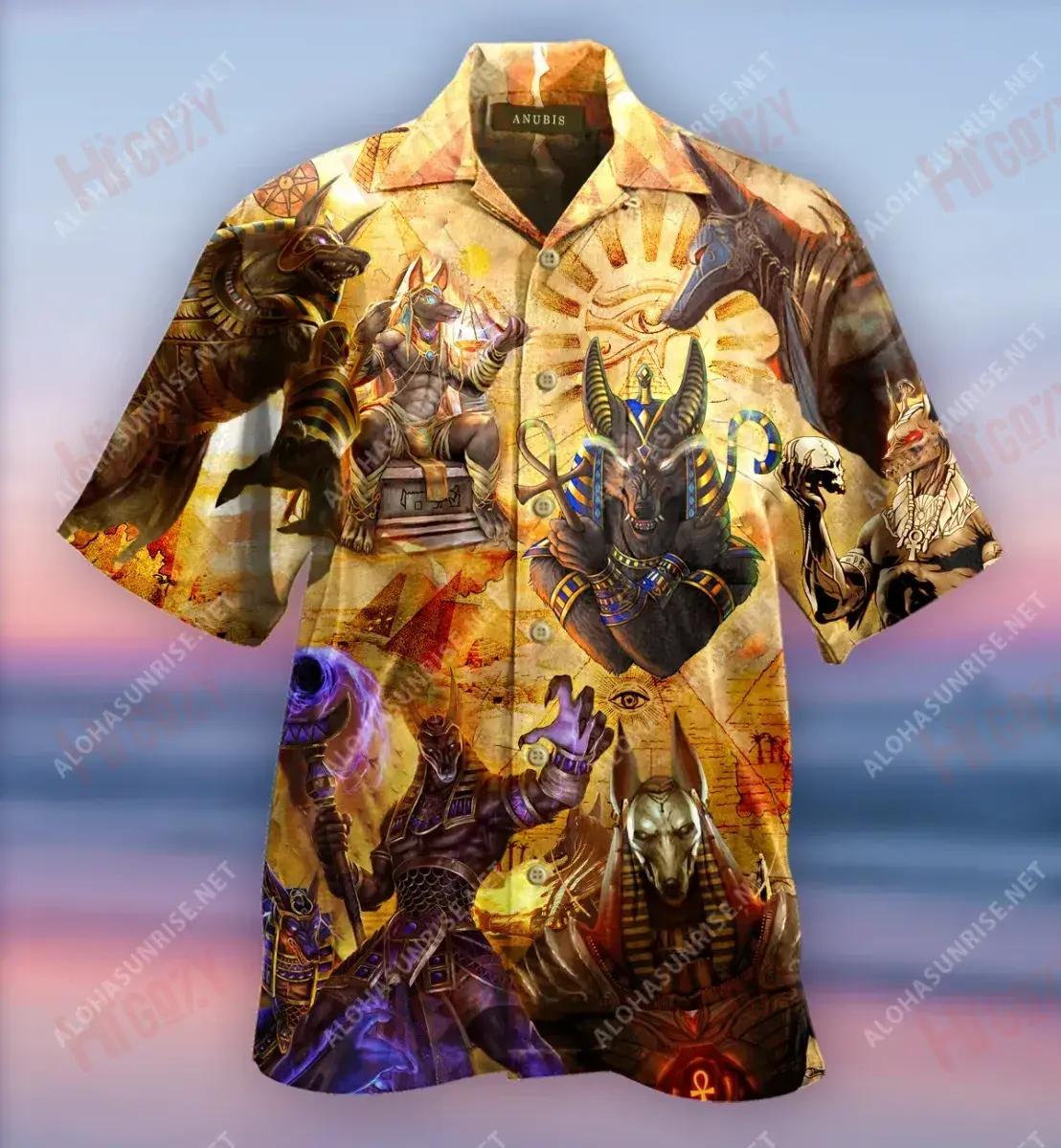 The Egyptian God Anubis Short Hawaiian Shirt Ocean Tropical Shirts Tactical Hawaiian Shirt Hawaiian Shirt Pattern, Hawaiian Shirt Gift, Christmas Gift