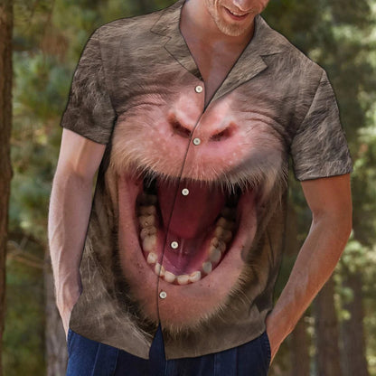 Funny Monkey Open His Mouth Hawaiian Shirt,Hawaiian Shirt Gift, Christmas Gift