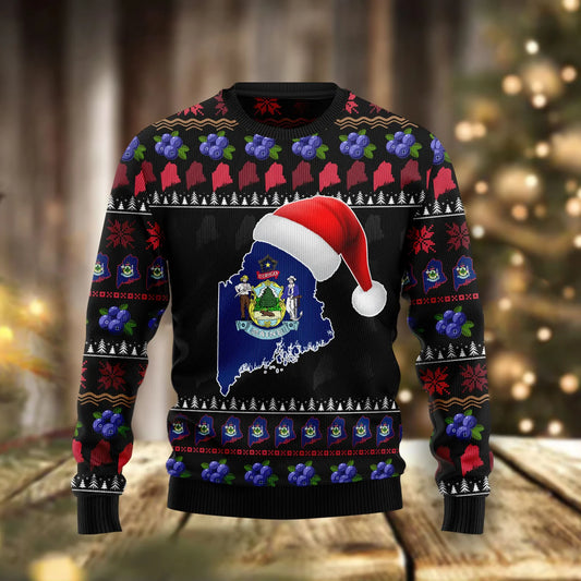 Maine Christmas unisex womens & mens, couples matching, friends, funny family ugly christmas holiday sweater gifts, Christmas Ugly Sweater