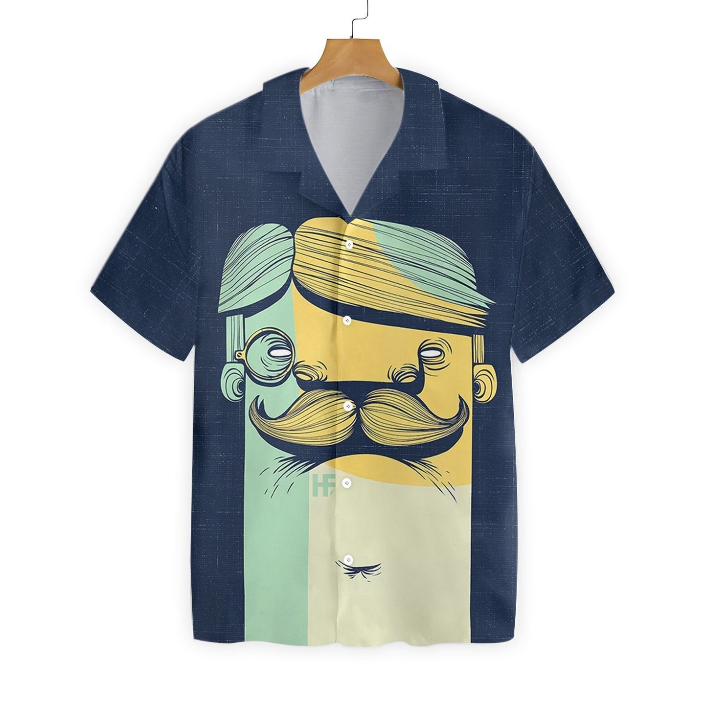 The Mustache Funny Face Dark Blue Theme Hawaiian shirt, Hawaiian Shirt Gift, Christmas Gift
