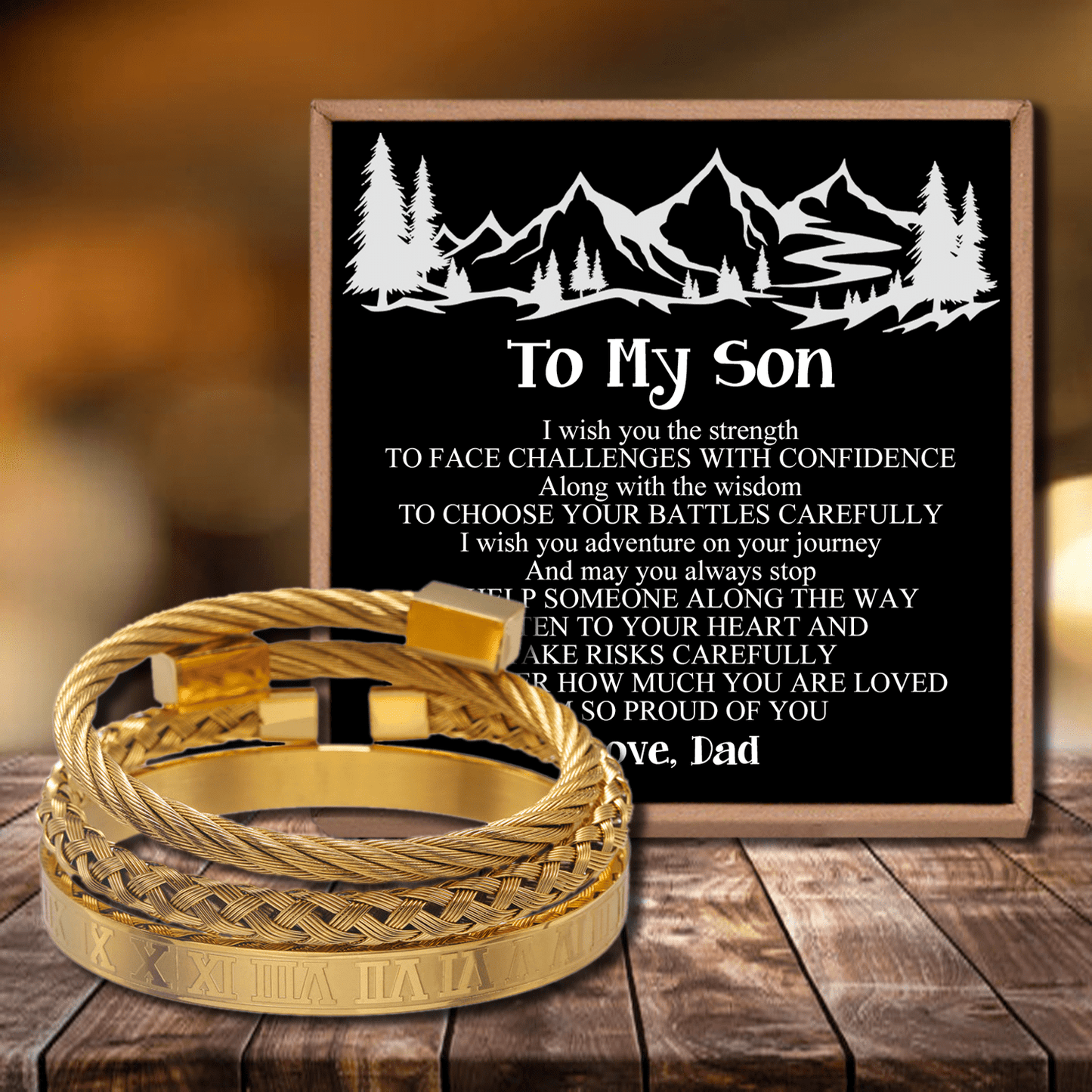 Dad To Son - I Am So Proud Of You Roman Numeral Bracelet Set