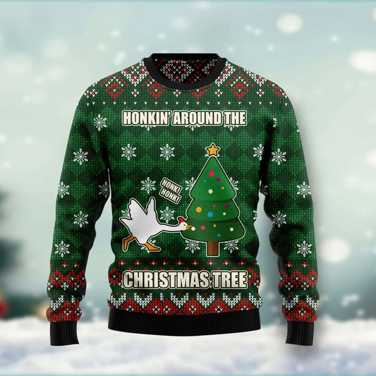 Duck Honkin Around Christmas Tree Ugly Christmas Sweater unisex womens & mens, couples matching, friends, funny family sweater gifts (plus size available),Christmas Ugly Sweater,Christmas Gift,Gift Christmas 2024