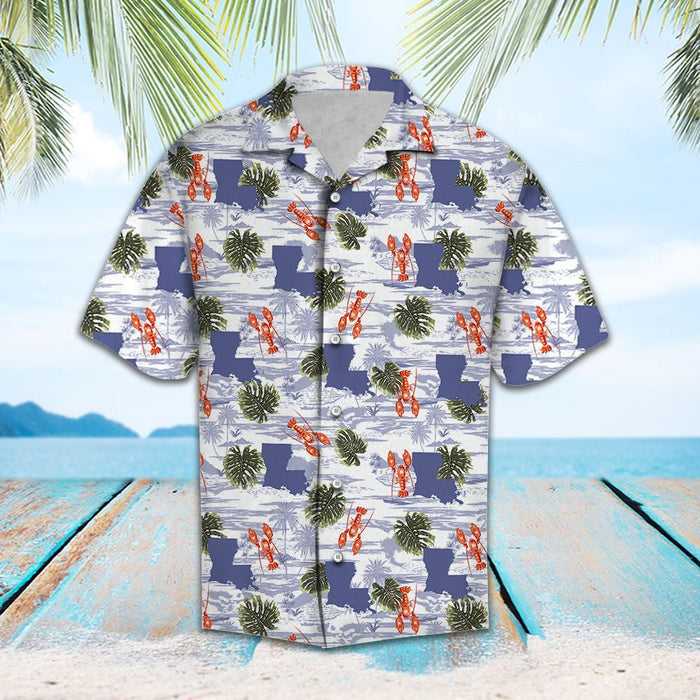 Louisiana Map With Palm Trees Summer Hawaiian Shirt, Hawaiian For Gift