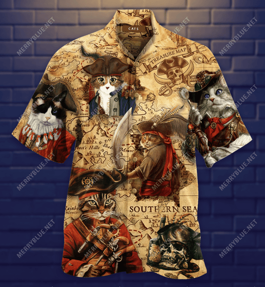 Cats Treasure Huntings Hawaiian Aloha Shirt Hawaiian Shorts Beach Short Sleeve, Hawaiian Shirt Gift, Christmas Gift
