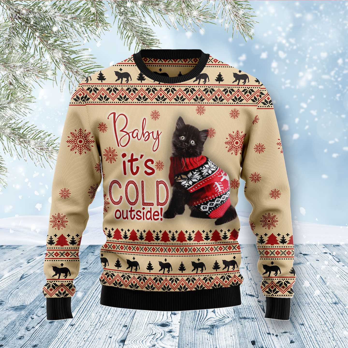 Black Cat Baby Ugly Christmas Sweater, Christmas Ugly Sweater,Christmas Gift,Gift Christmas 2022