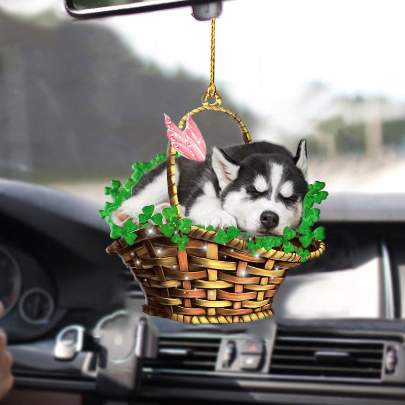 Siberian Husky Sleeping Lucky Fairy Dog Two Sided Ornament, Christmas Decoration