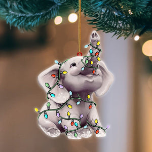 Elephant Christmas Light Flat Acrylic Hanging Ornament Animals Shaped,Christmas Decoration