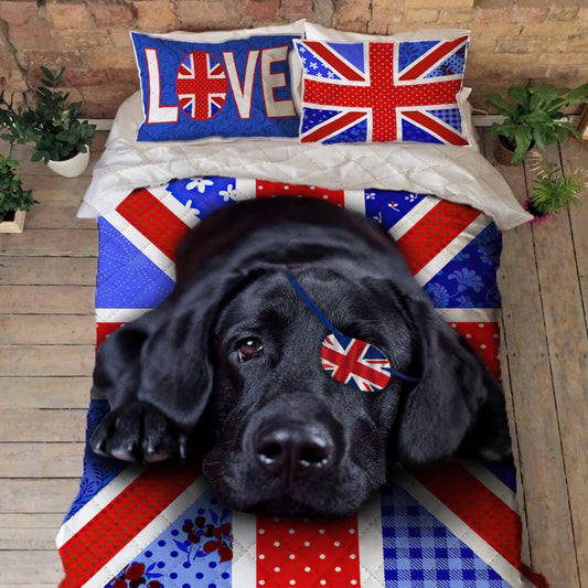 Labrador Retriever Dog Quilt Bedding Set UK Flower Patter Set Bedlinen 3D Bedroom,Bedding Christmas Gift,Bedding Set Christmas