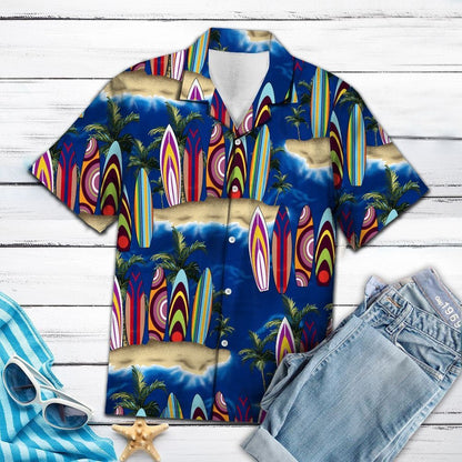 Surfboard Palm Tree Outstanding Design Hawaiian Shirt,Hawaiian Shirt Gift, Christmas Gift