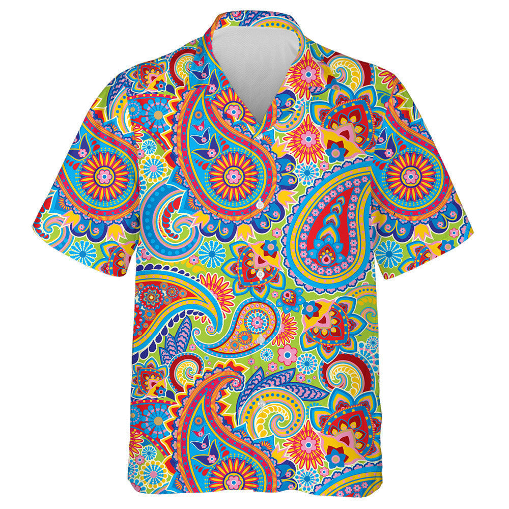 Tradition Asean Paisley Design With Colorful Flowers And Leaves Hawaiian Shirt, Hawaiian Shirt Gift, Christmas Gift