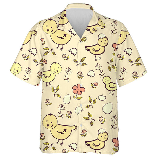 Funny Chicken And Egg Shell With Plants Hawaiian Shirt, Hawaiian Shirt Gift, Christmas Gift