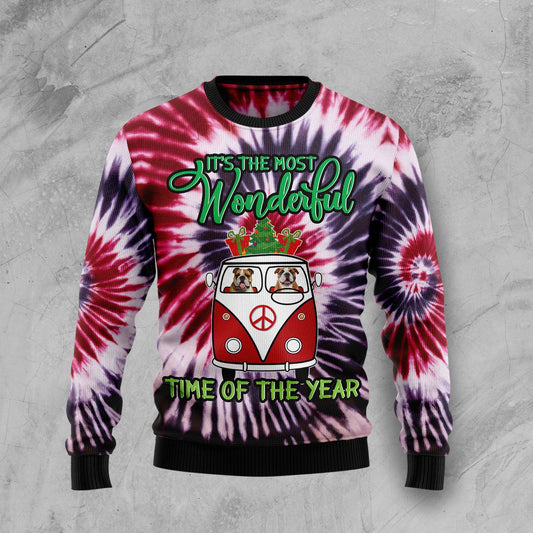 Bulldog Tie Dye Ugly Christmas Sweater, Christmas Ugly Sweater,Christmas Gift,Gift Christmas 2022