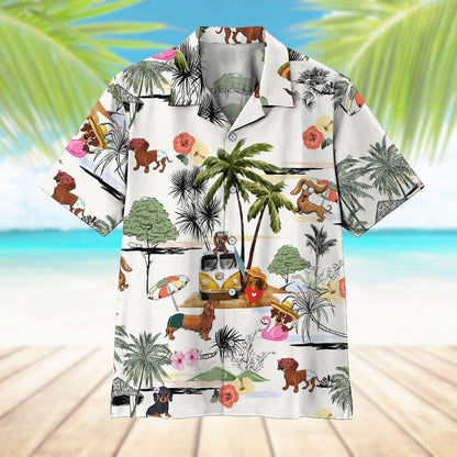 Summer And Dachshund Nice Ornamental Hawaiian Shirt, Hawaiian Shirt Gift, Christmas Gift