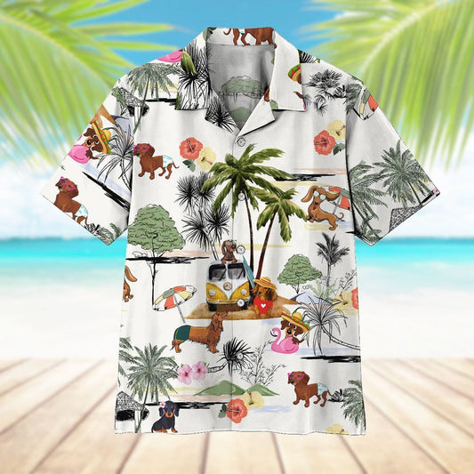 Summer And Dachshund Nice Ornamental Hawaiian Shirt, Hawaiian Shirt Gift, Christmas Gift