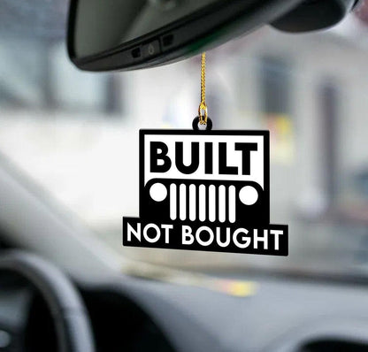Built Not Bought-Sided Mica Jeep Ornament, Happy Christmas Ornament, Christmas Gift, Christmas Decoration