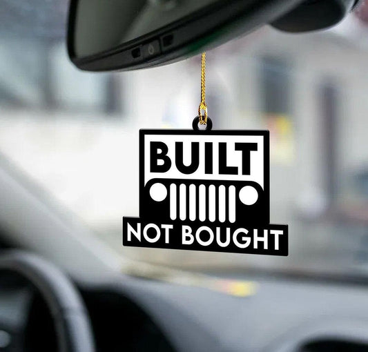 Built Not Bought-Sided Mica Jeep Ornament, Happy Christmas Ornament, Christmas Gift, Christmas Decoration