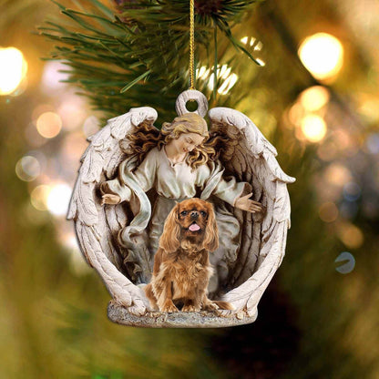 cavalier king charles spaniel (3)-Angel Hug Winter Love Two Sided Ornament,Christmas Gift,Christmas Decoration