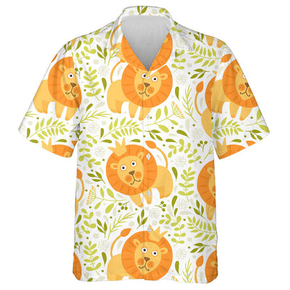 Lovely Lion With Crown And Plants Hawaiian Shirt,Hawaiian Shirt Gift, Christmas Gift