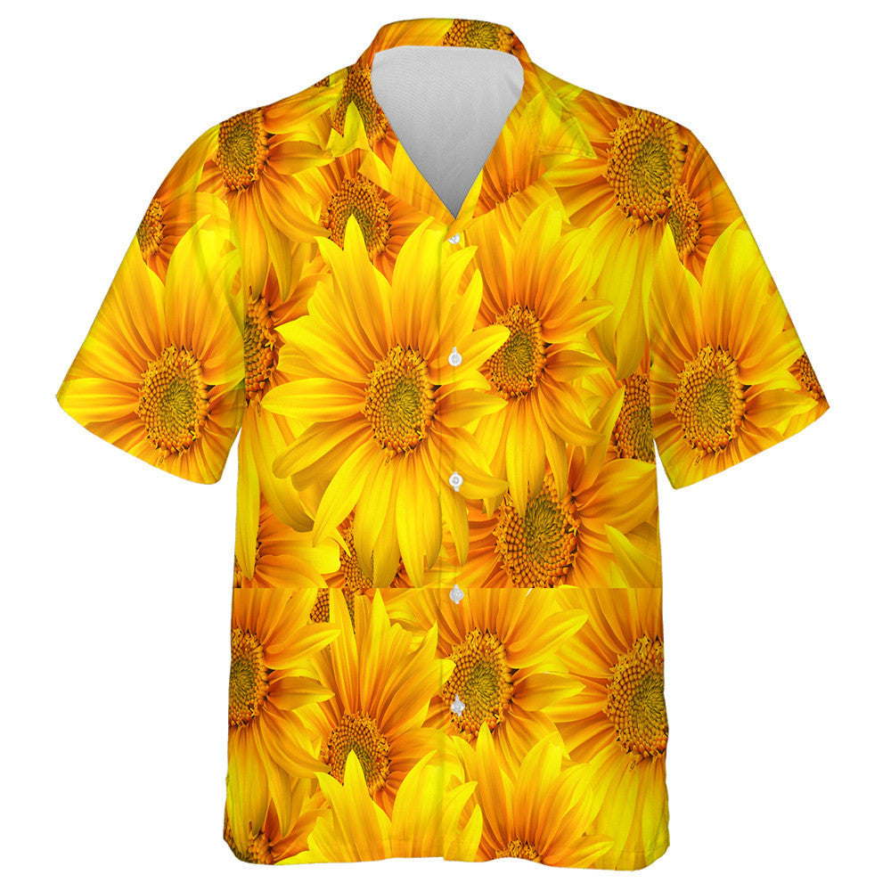 Realistic Sunflower Flower In Motion Theme Hawaiian Shirt,Hawaiian Shirt Gift, Christmas Gift