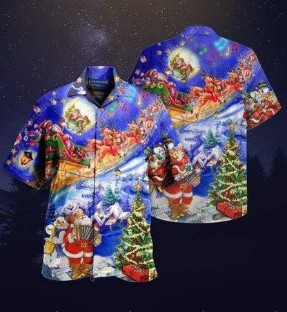 Design Hawaiian Shirt Santa Claus Christmas With Music,Hawaiian Shirt Gift, Christmas Gift