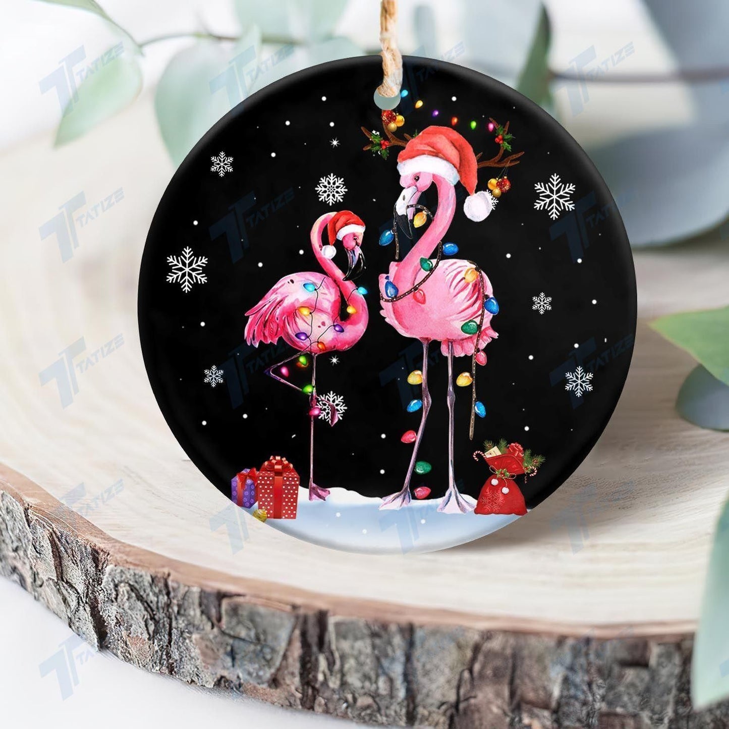 Christmas Flamingo Ornament, Christmas Gift, Christmas Decoration