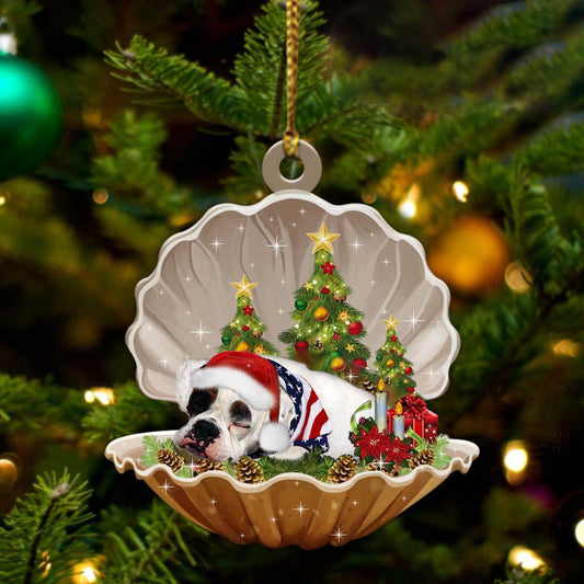 American Bulldog-Sleeping Pearl in Christmas Two Sided Christmas Plastic Hanging Ornament, Christmas Ornament Gift, Christmas Gift, Christmas Decoration
