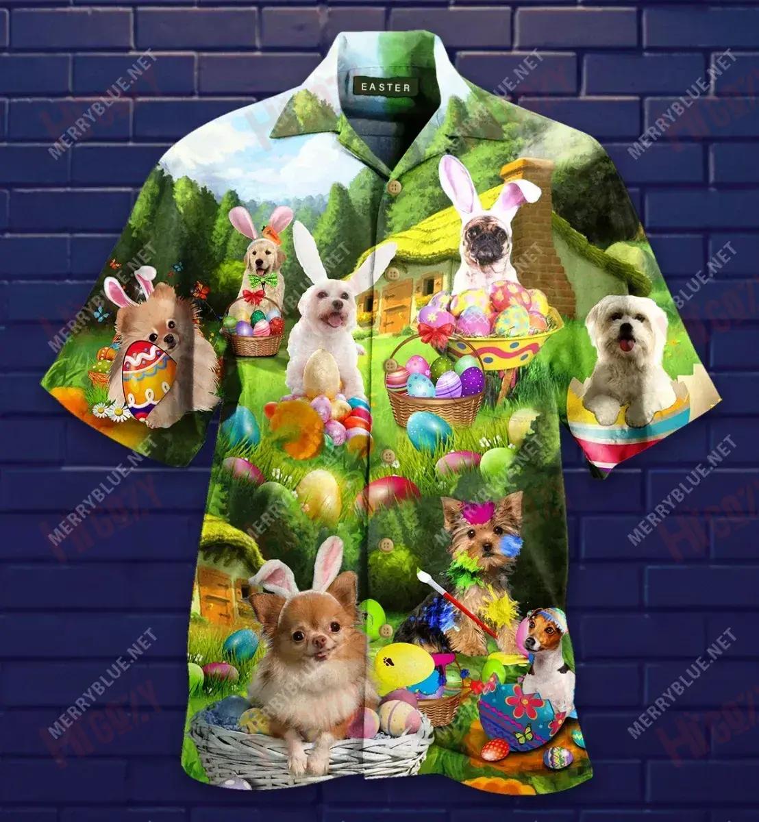 The Great Gift Of Easter Is A Puppy Unisex Hawaiian Shirt Vacation Short Sleeve Best Hawaiian Shirts Hawaiian Shirt Pattern, Hawaiian Shirt Gift, Christmas Gift