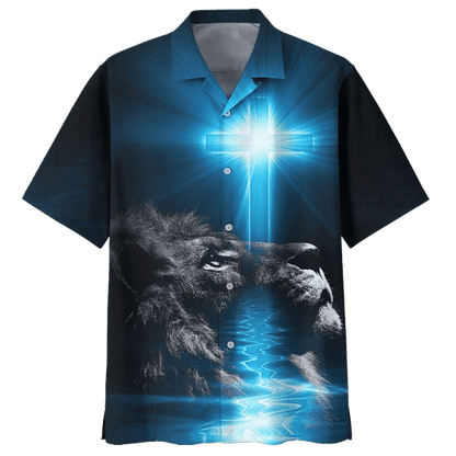 Bright Lion Background Design Hawaiian Shirt, Hawaiian For Gift