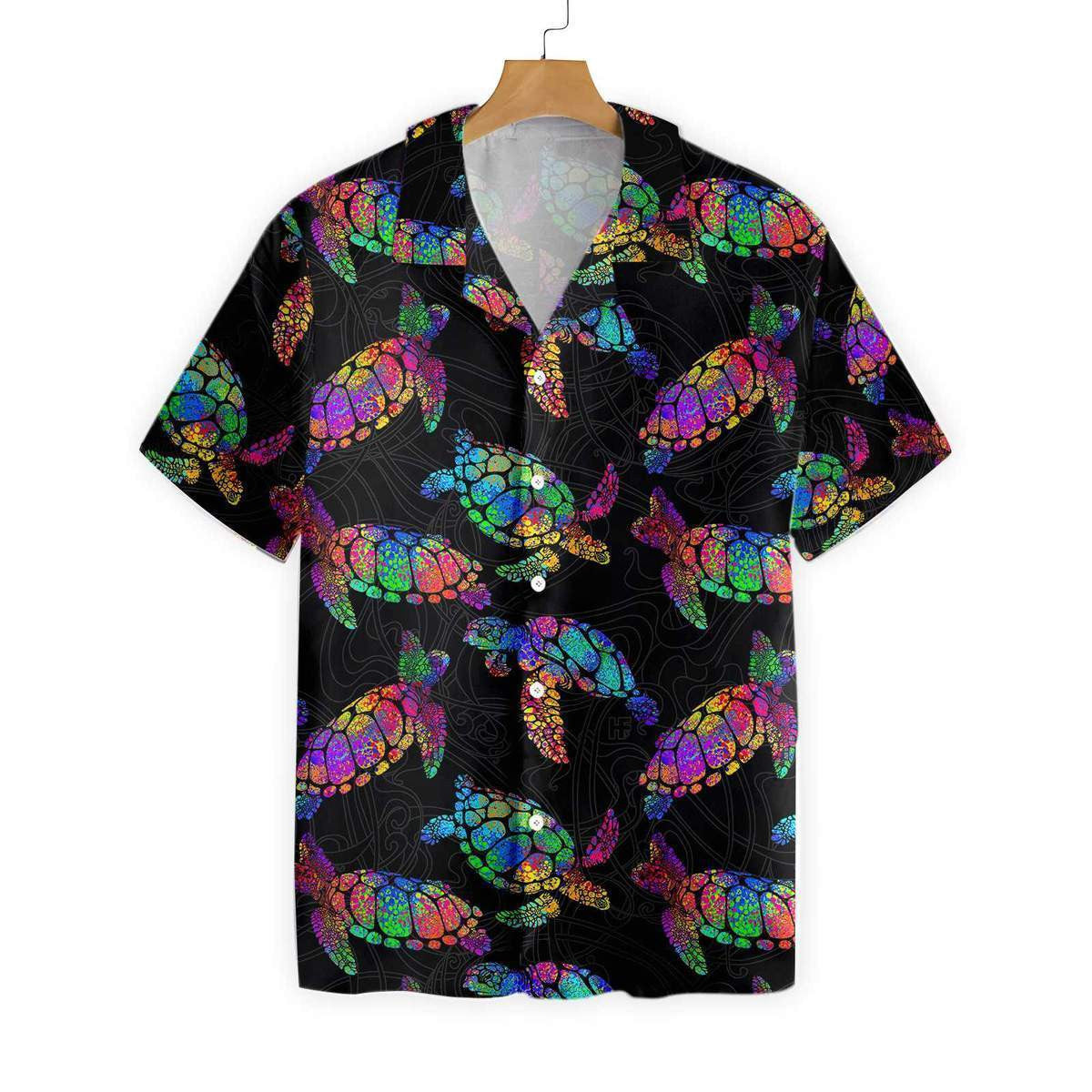 Boho Style Sea Turtle Pattern Hawaiian Shirt, Hawaiian For Gift