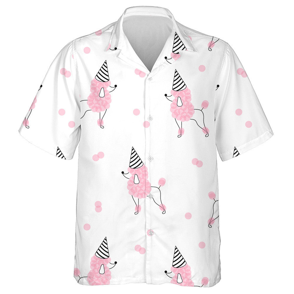 Candy Pink Festal Poodle In Party Cone Hat Hawaiian Shirt, Hawaiian Shirt Gift, Christmas Gift