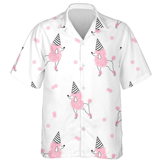 Candy Pink Festal Poodle In Party Cone Hat Hawaiian Shirt, Hawaiian Shirt Gift, Christmas Gift