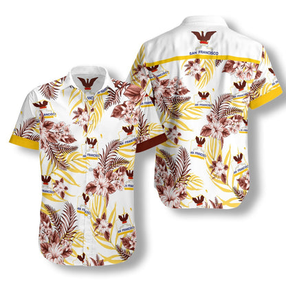 San Francisco Proud On White Background Pattern Hawaiian Shirt, Hawaiian Shirt Gift, Christmas Gift