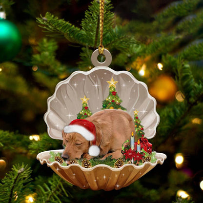 Cute Red Labrador Retriever Sleeping in Pearl Dog Christmas Ornament Flat Acrylic, Christmas Gift,Christmas Decoration